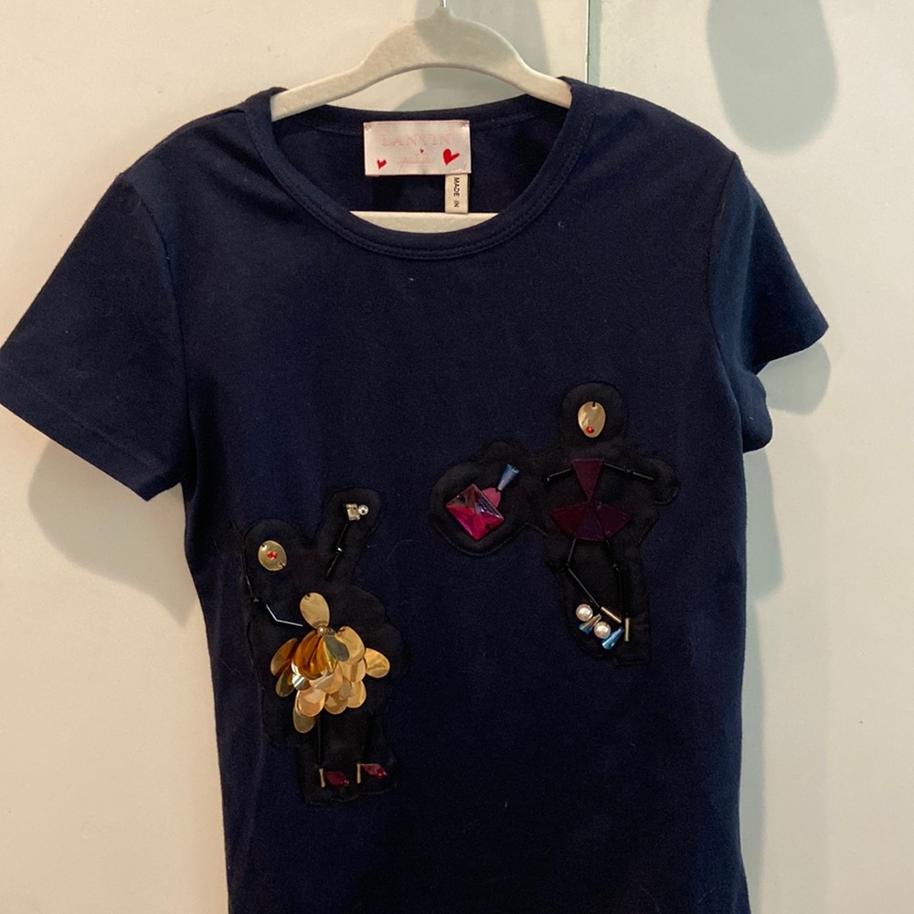 NWOT LANVIN PETITE NAVY GLASS SHIRT